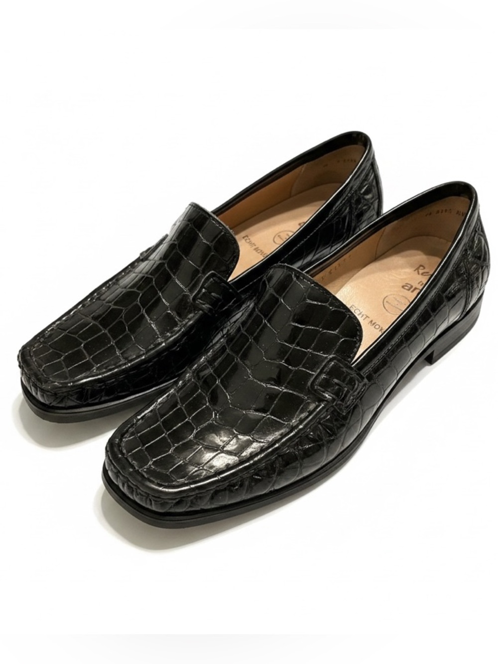 ARA René Echt Mokassin black crocodile loafers leather size 9 like new